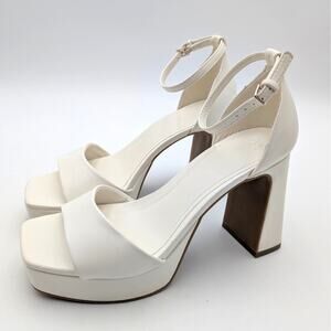 BP Helix Platform Ankle Strap Sandals Women's White Ice Size US6M EU36.5
